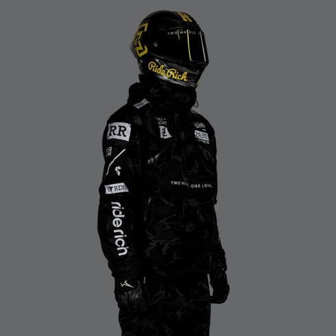 Ride Rich Concord Armoured GP Anorak Motorcycle Jacket - Black / Camo